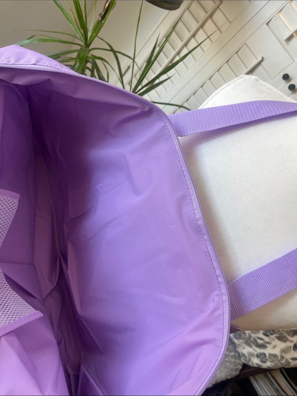 Trader Joe's Lavender & Purple Tote Bag - Picture 4 of 6